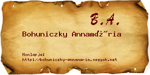 Bohuniczky Annamária névjegykártya