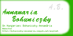 annamaria bohuniczky business card